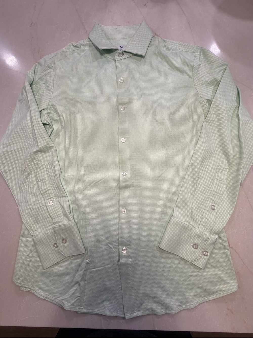 Mizzen + Main Men’s Trim Fit Button Down Shirt Green / White Check Size Medium